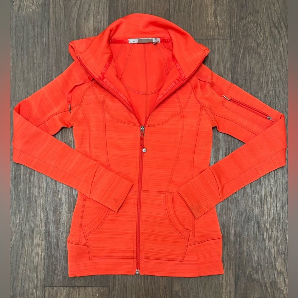 Athleta Orange Full Zip Hooded Jacket XS | Bright Coral Athletic Hoodie